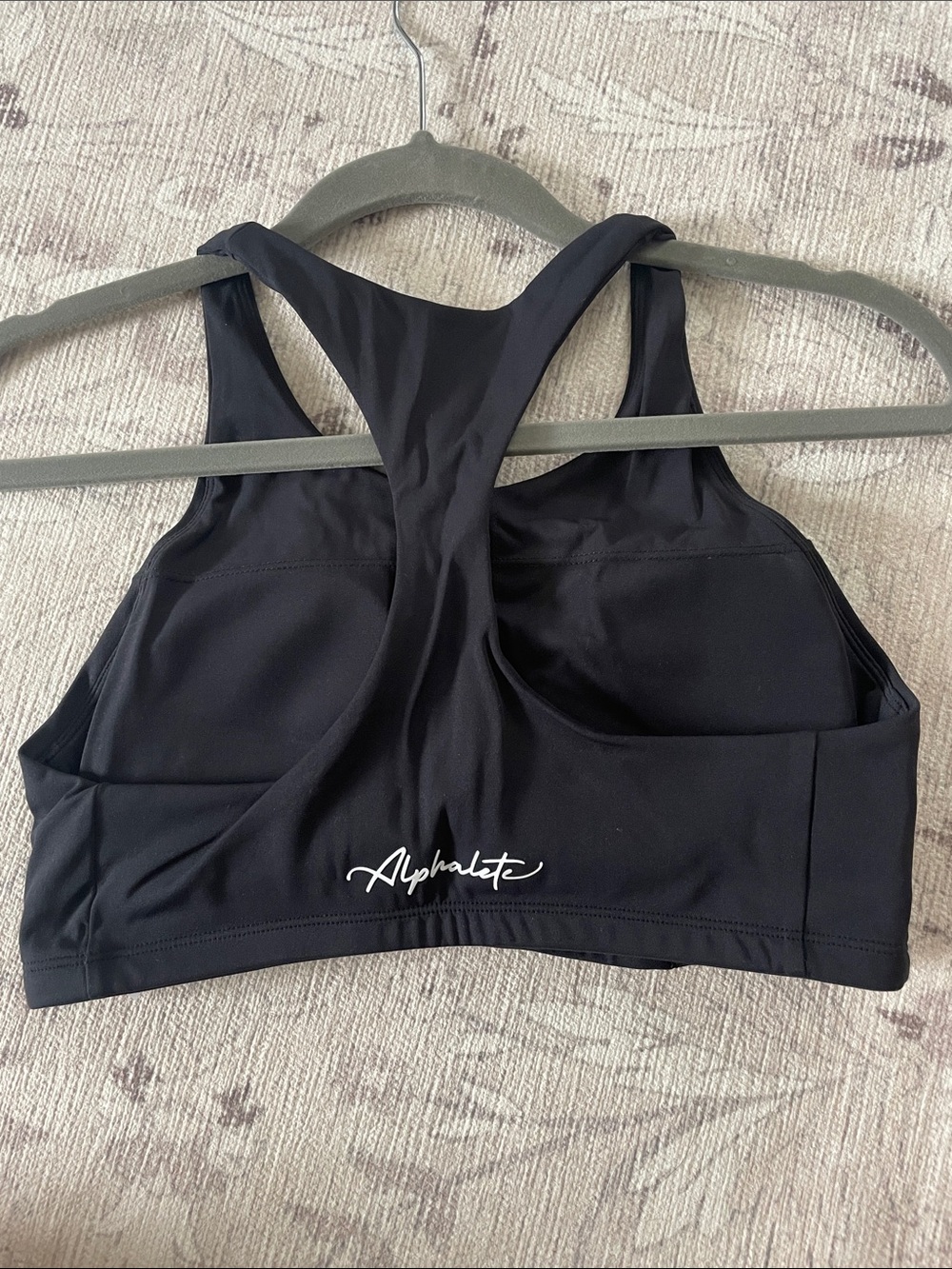 Alphalete Black Racerback Sports Bra with Signature Logo
